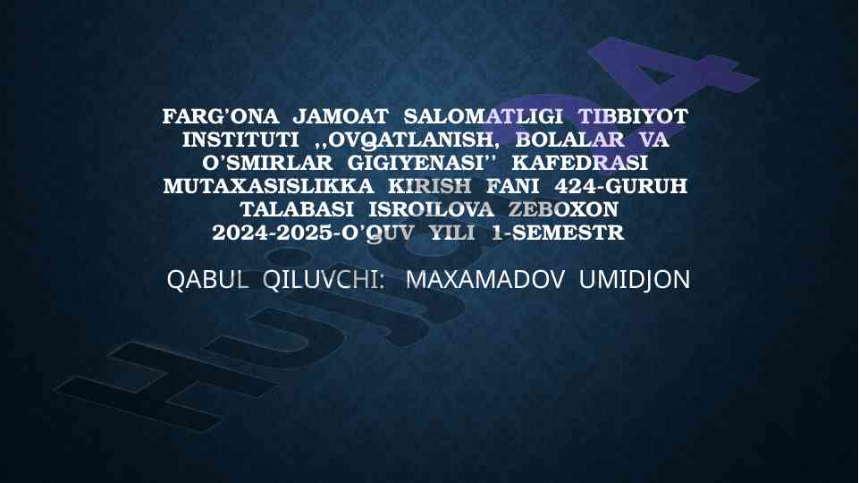 Tibbiyotda gigiyena va profilaktika o'rni