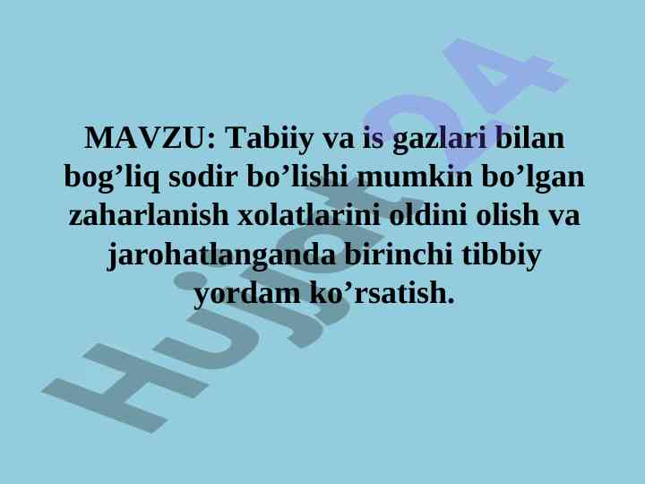 Tabiiy va is gazlari zaharlanishlarini oldini olish
