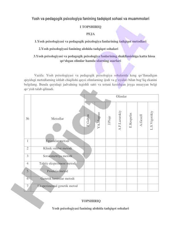 Yosh psixologiyasi va pedagogik psixologiya tadqiqotlari