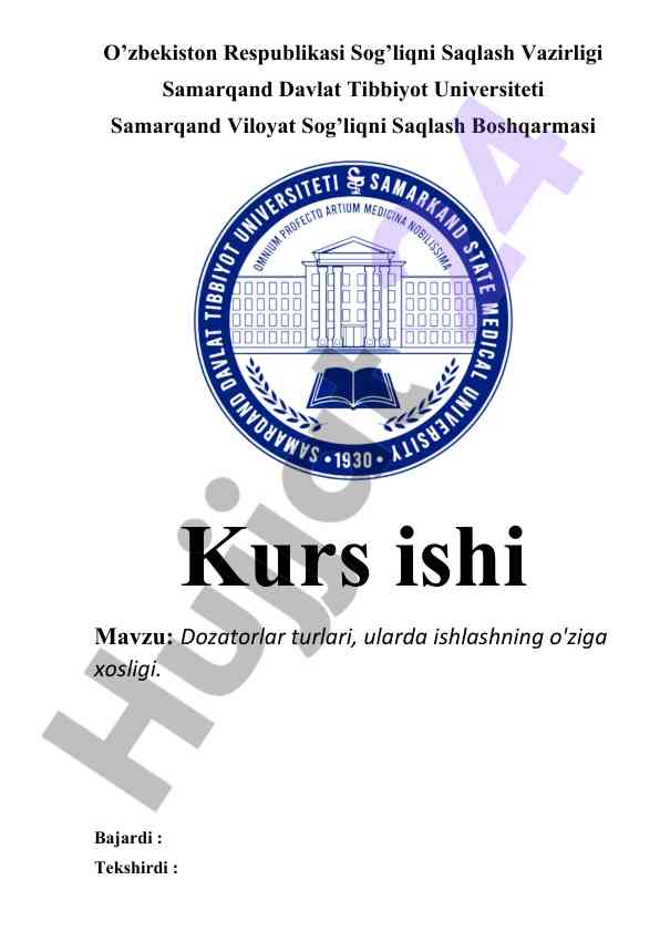 Dozatorlar turlari va ularning ishlash xususiyatlari