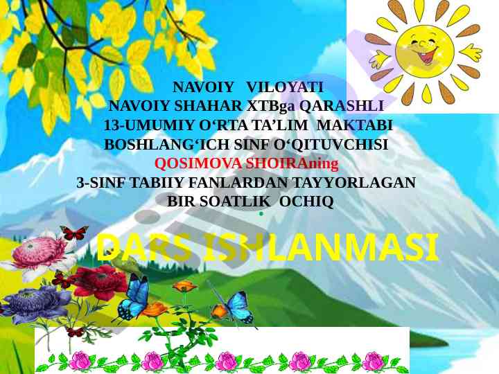 O‘simliklar xilmaxilligi dars ishlanmasi