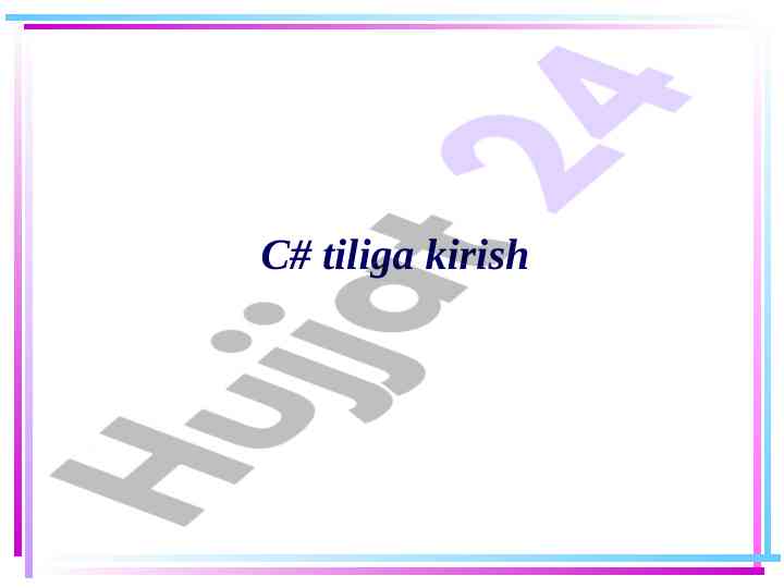 C# tiliga kirish va .net core platformasi