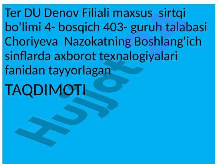 Power point dasturida taqdimot tayyorlash