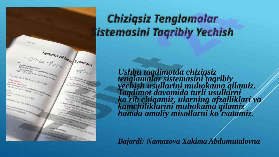 Chiziqsiz tenglamalar sistemasini taqribiy yechish