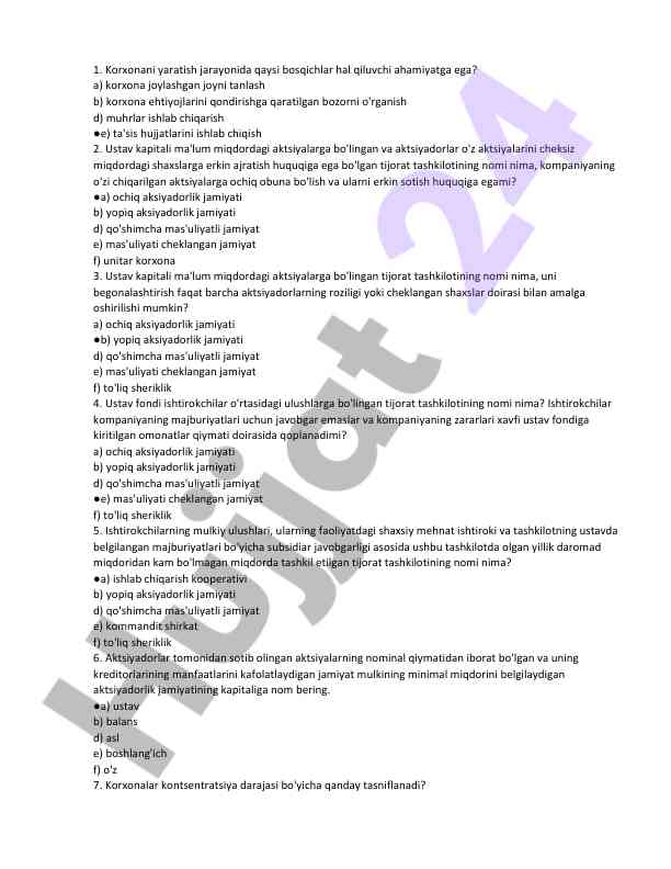 Korxona yaratish jarayonidagi muhim bosqichlar
