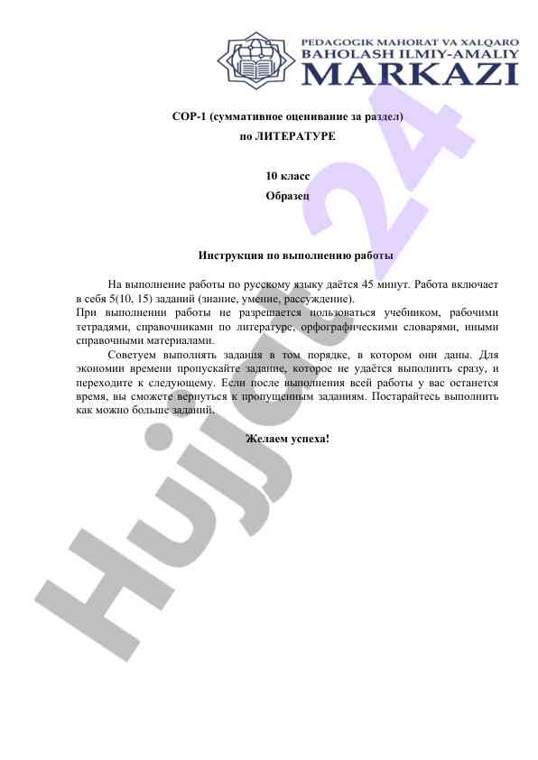 Sorm-1 summativnoe otsenivanie po literaturie