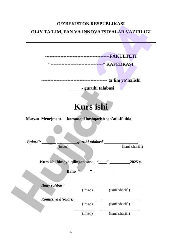 Menejment korxonani boshqarish san’ati sifatida