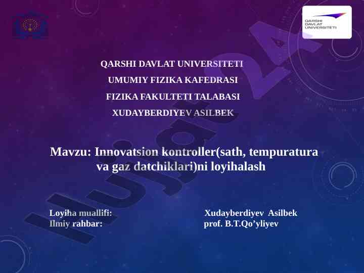 Innovatsion kontrollerni loyihalash va boshqarish