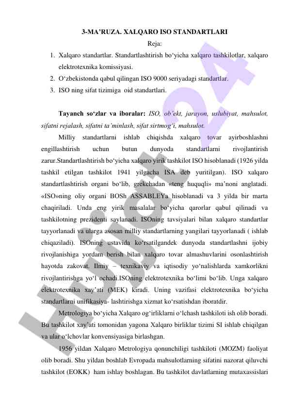 Xalqaro iso standartlari va ularning ahammiyati