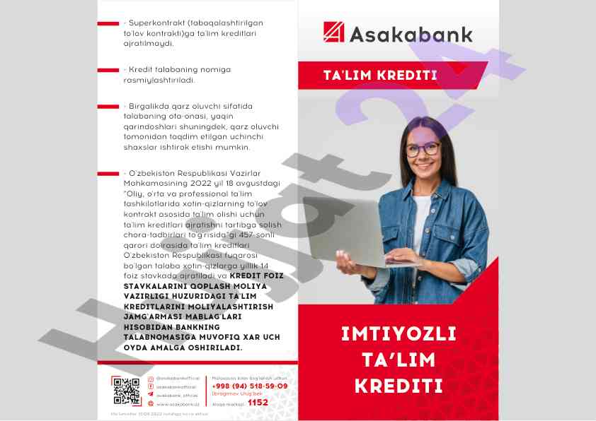 Ta'lim krediti bo'yicha ma'lumotlar