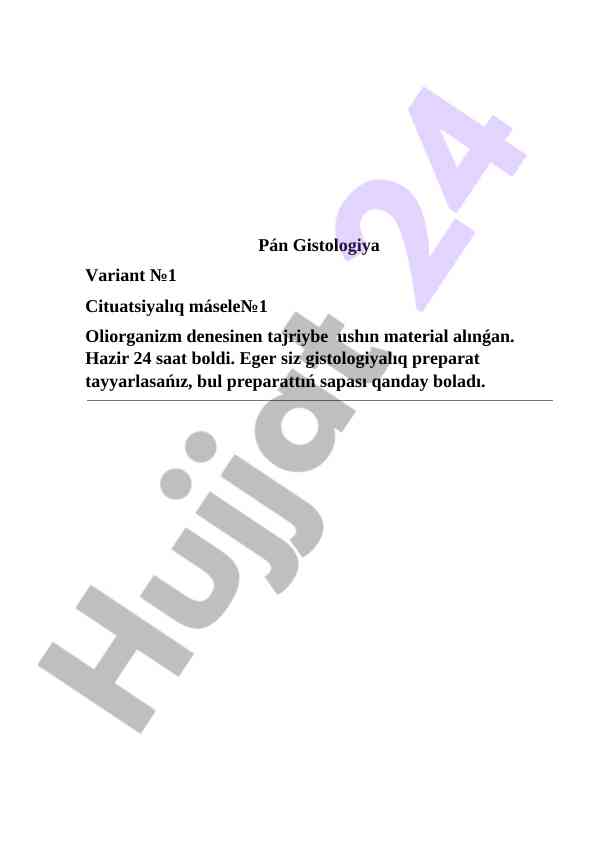 Gistologiya variantlarida kletka tahlili