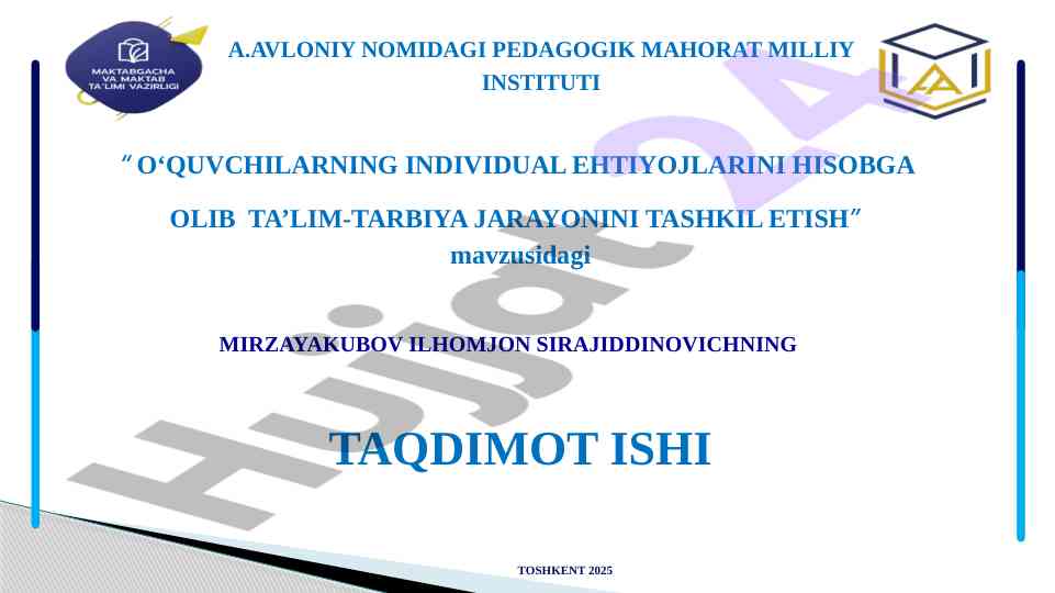 O‘quvchilarning individual ehtiyojlarini hisobga olish