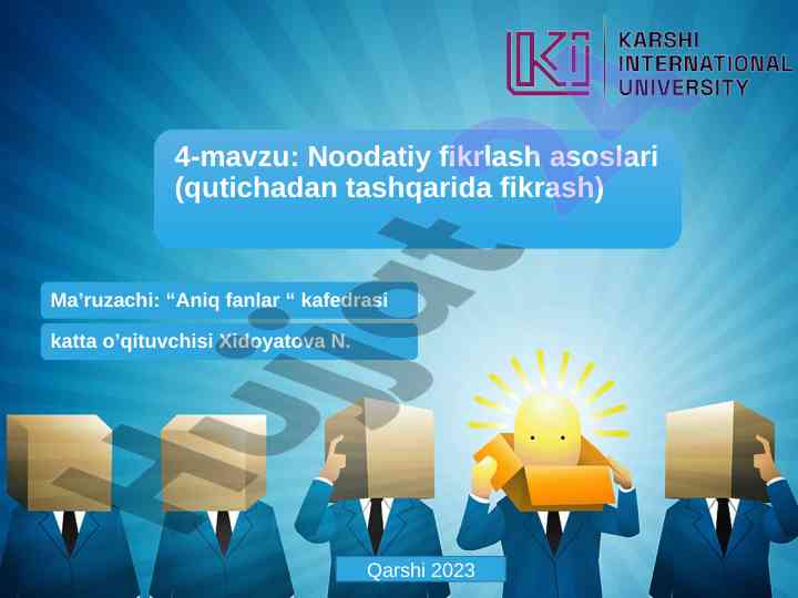Nostandart fikrlash va ijodiy yondashuv