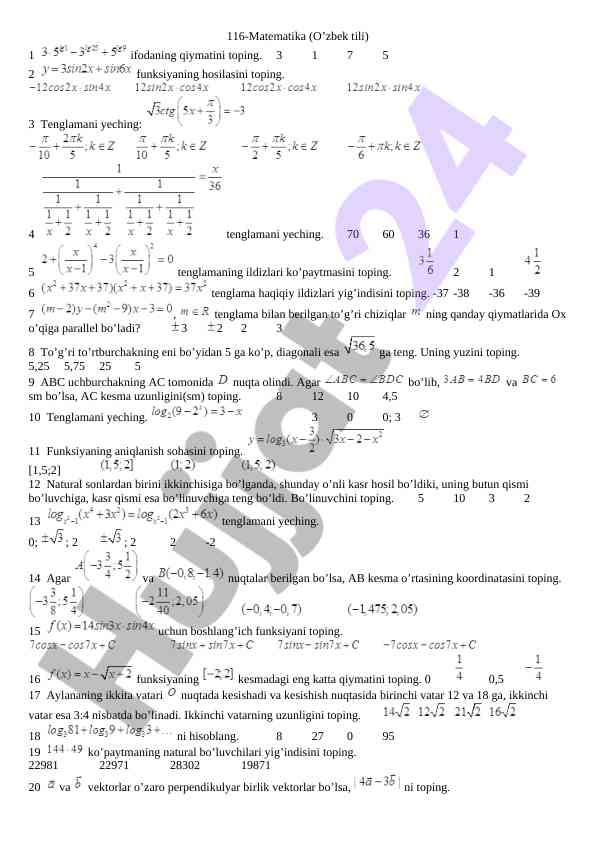 Matematik tenglamalar va funksiyalarni hal qilish