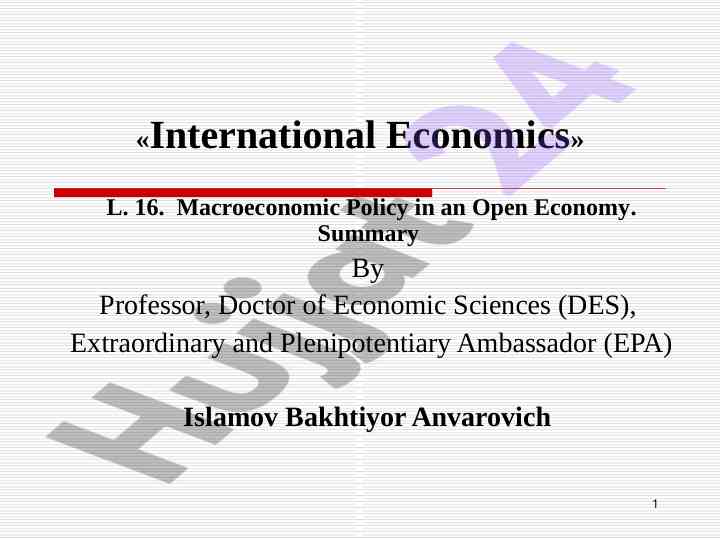 Macroeconomic policy in an open economy summary