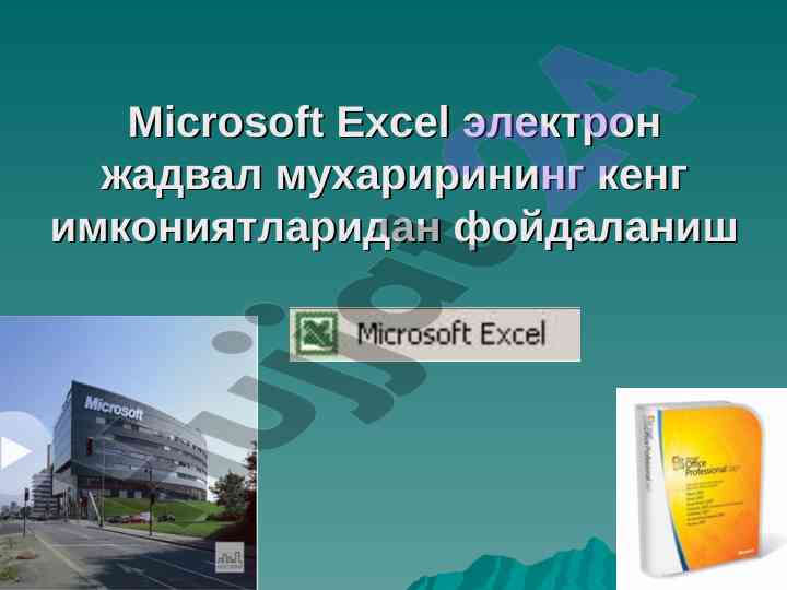Microsoft excel elektron jadval muxariri