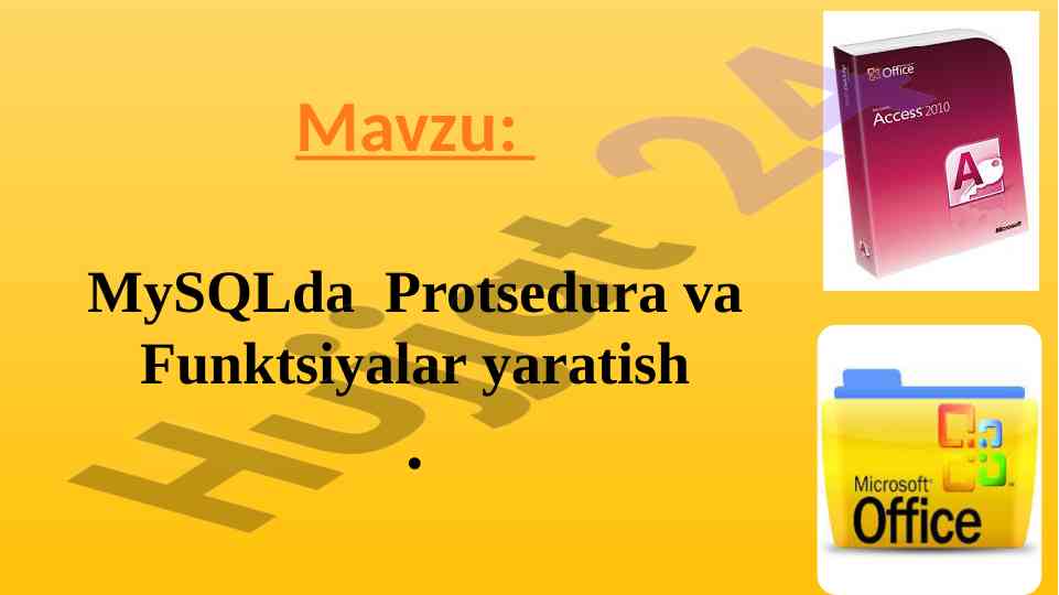 Mysqlda protsedura va funktsiyalar yaratish