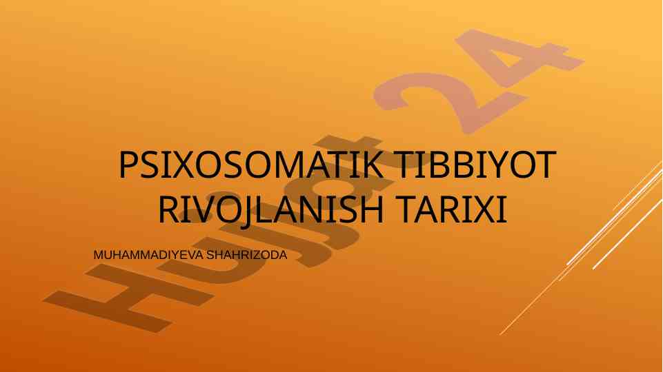 Psixosomatik tibbiyot rivojlanish tarixi