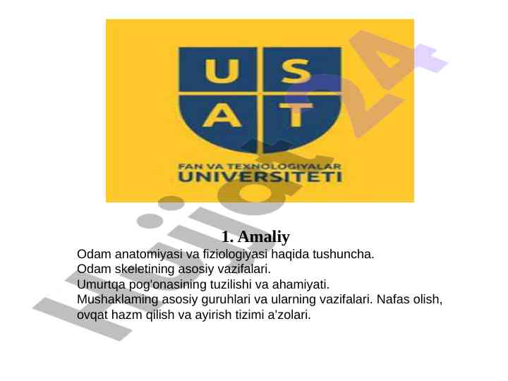 Odam anatomiyasi va fiziologiyasi asoslari