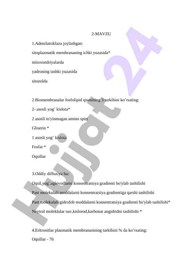 Biomembrana tuzilishi va funktsiyalari
