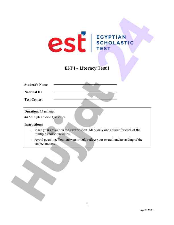 Literacy test i instructions and guidelines