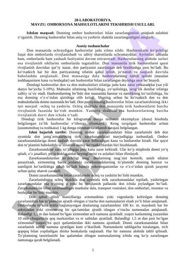 Omborxona mahsulotlarini tekshirish usullari
