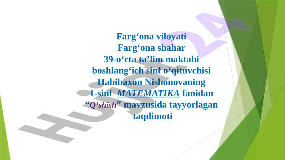 Q‘shish mavzusida ta’lim taqdimoti