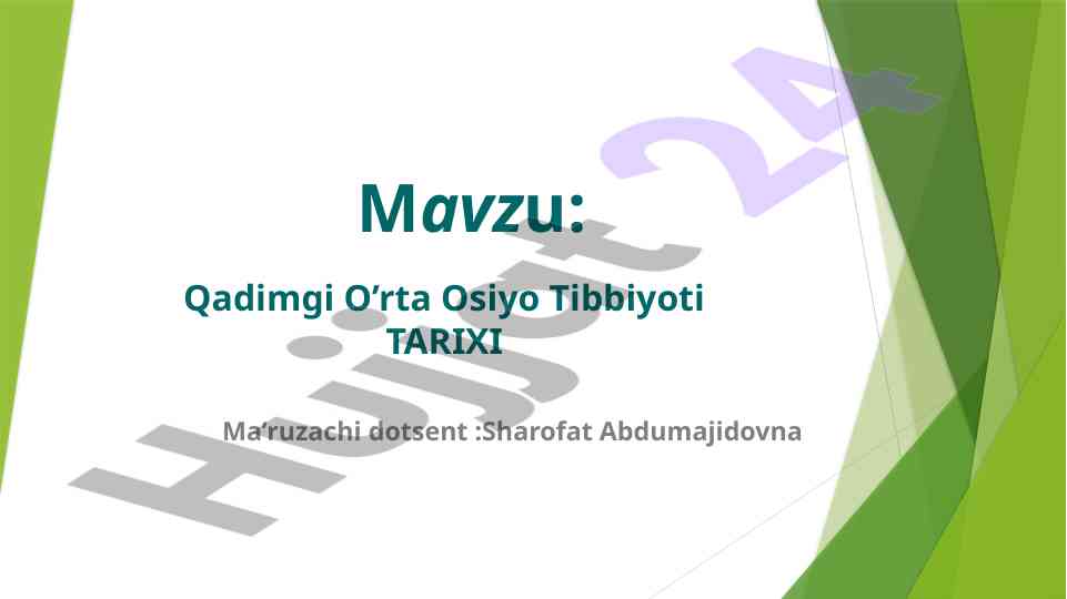Qadimgi o’rta osiyo tibbiyoti tarixi