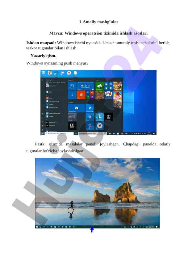 Windows operatsion tizimida ishlash asoslari