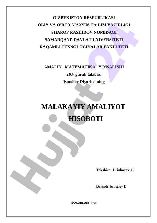 Oddiy differensial tenglamalar va matematik modellar