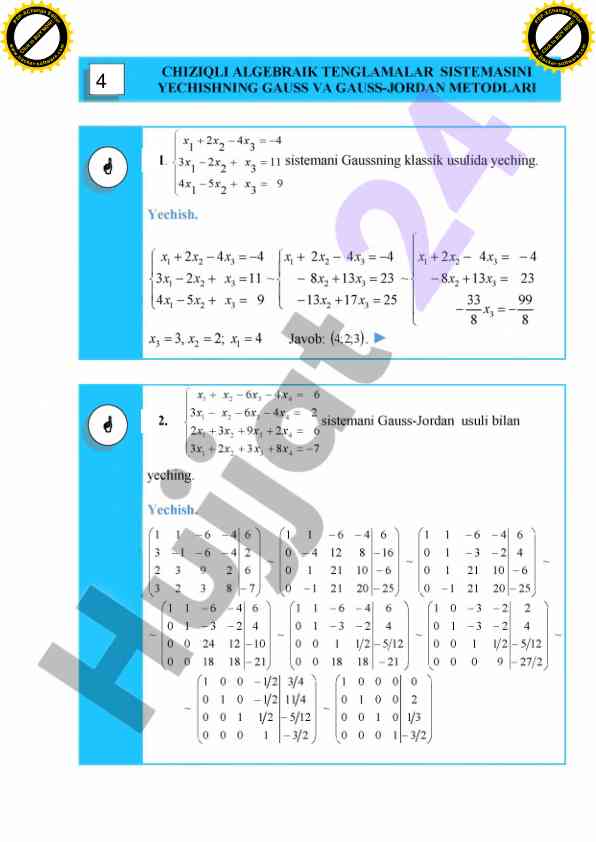 Chiziqli algebraik tenglamalar sistemasi