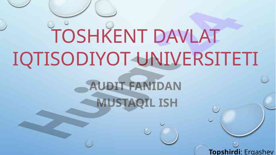 Audit fanidan mustaqil ish tahliliy amallar