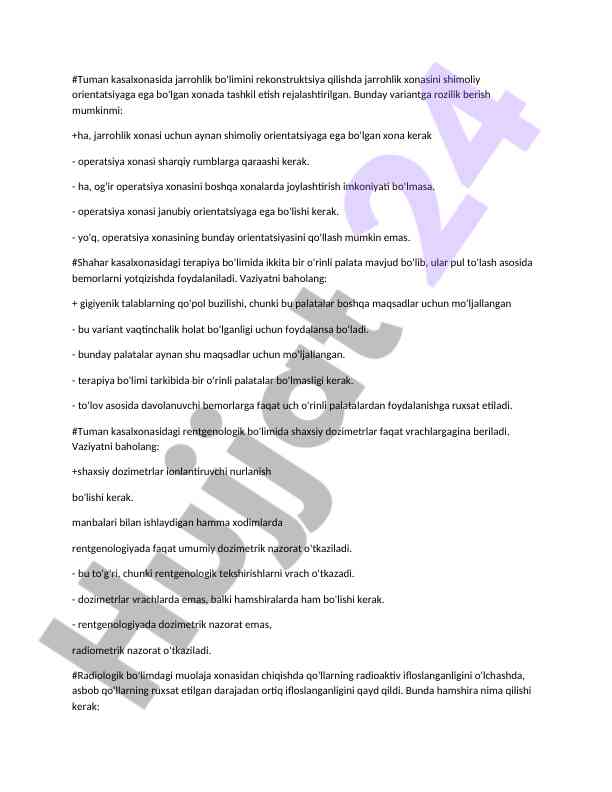 Kasalxona jarrohlik xonasi orientatsiyasini tahlil qilish