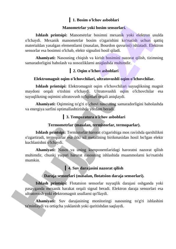 Bosim va oqim o'lchov asboblari tahlili