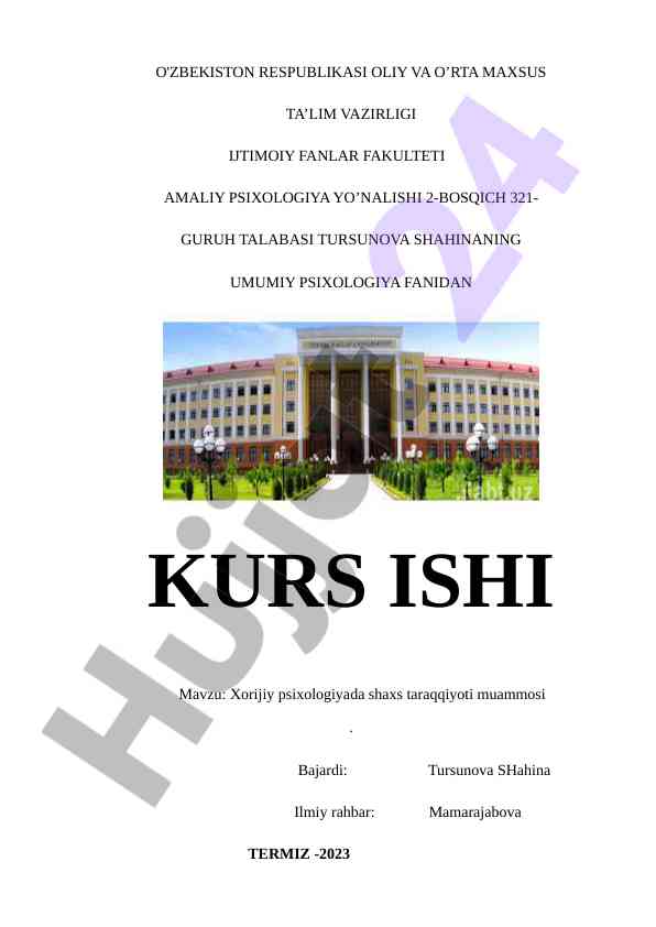 Xorijiy psixologiyada shaxs taraqqiyoti muammosi