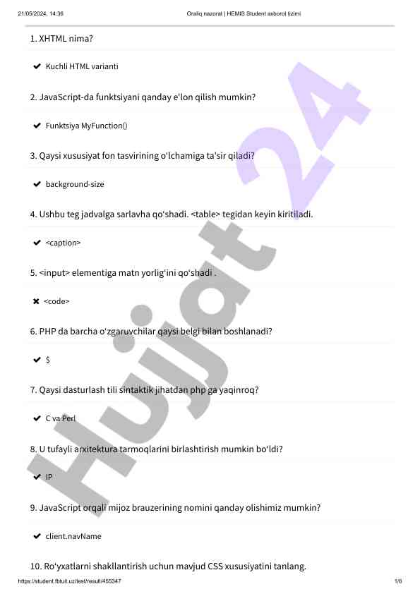 Javascript va xhtml: asosiy savollar va javoblar