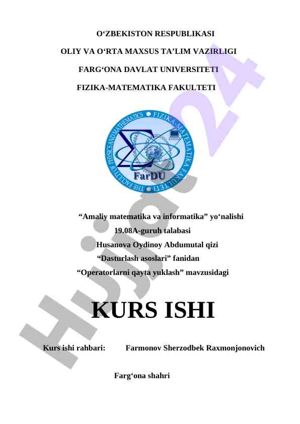 C# dasturlash tilida operatorlarni qayta yuklash