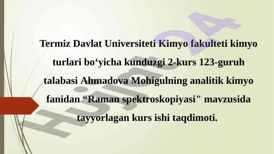 Raman spektroskopiyasi taqdimoti