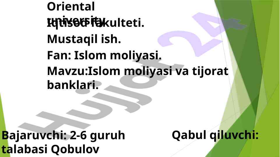 Islom moliyasi va tijorat banklari tahlili