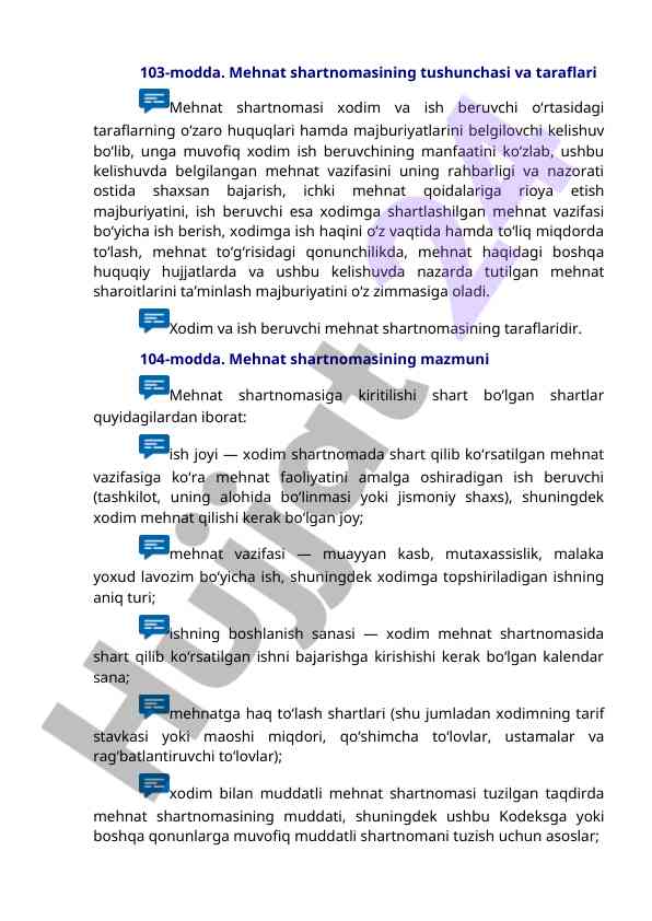 Mehnat shartnomasining tushunchasi va taraflari