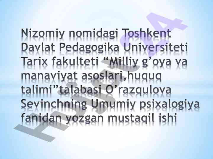 Xarakter haqida tushuncha va uning asosiy belgilari
