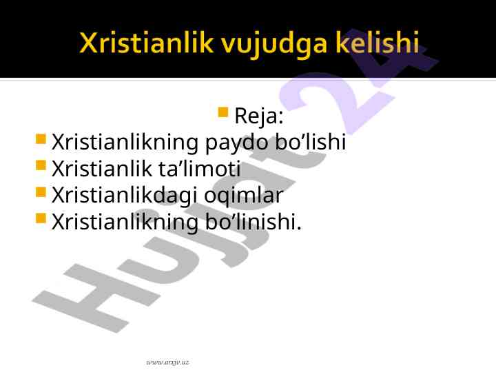 Xristianlik dini tarixi va oqimlari