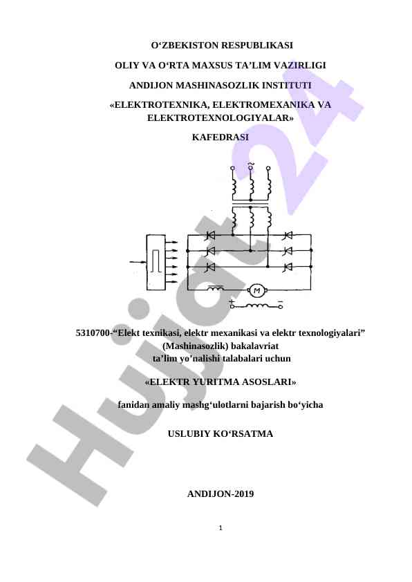Elektr yuritma asoslari uslubiy ko‘rsatma