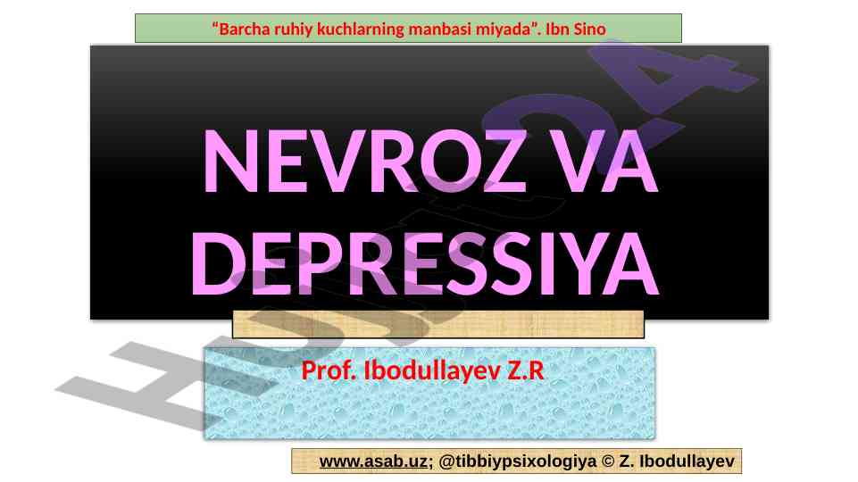 Nevroz va depressiya haqida ma'lumotlar