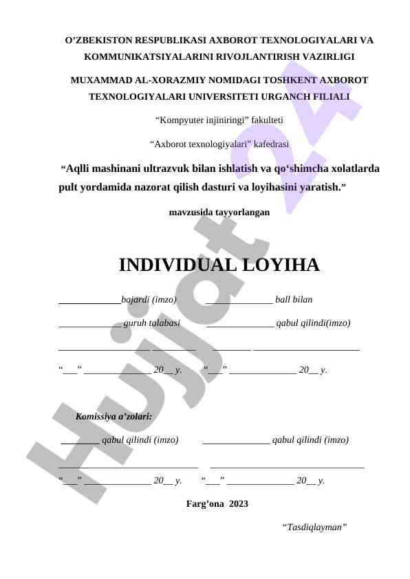 Aqlli mashinani ultrazvuk bilan ishlatish dasturi