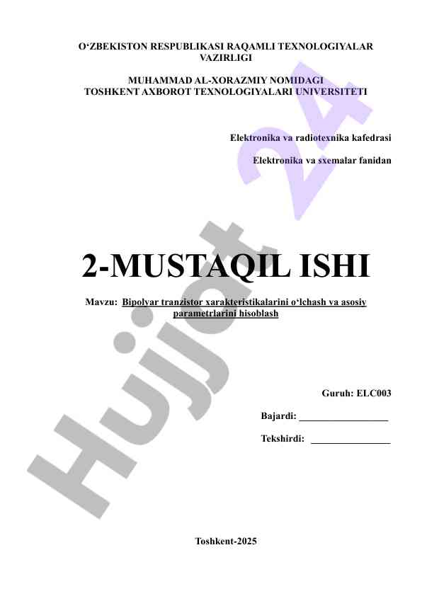 Bipolyar tranzistor xarakteristikalarini o‘lchash