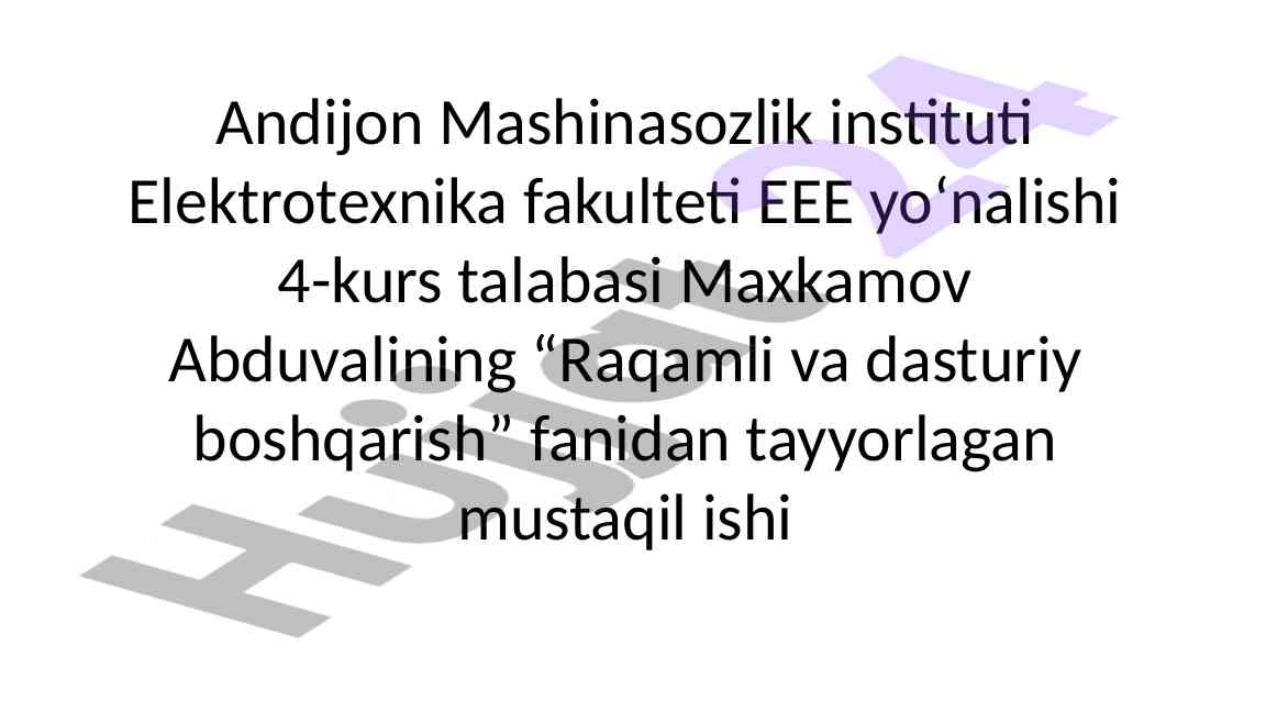 Raqamli va dasturiy boshqarish taqdimoti