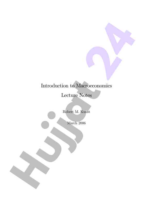 Introduction to macroeconomics lecture notes overview