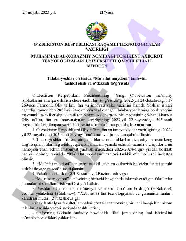 Ma’rifat maydoni tanlovi tashkiloti haqida