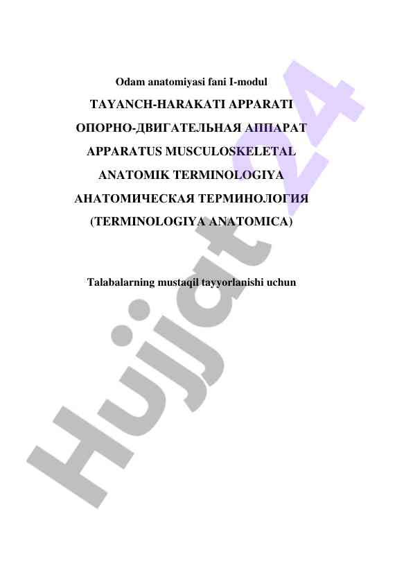Odam anatomiyasi i-modul tayanch harakati apparati